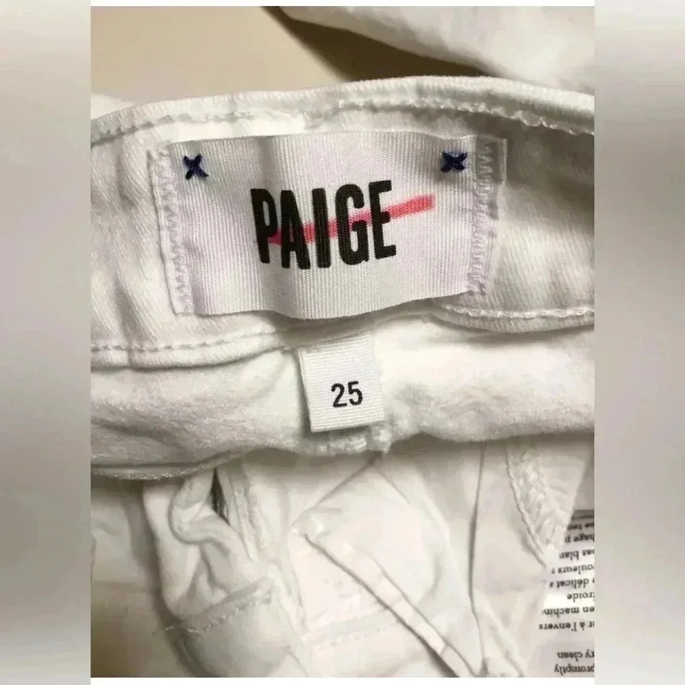 Woman PAIGE White Verdugo Crop Skinny Stretch Denim Jeans Sz 25 EUC - Picture 4 of 5